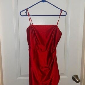 Elegant Red Spaghetti Strap Dress